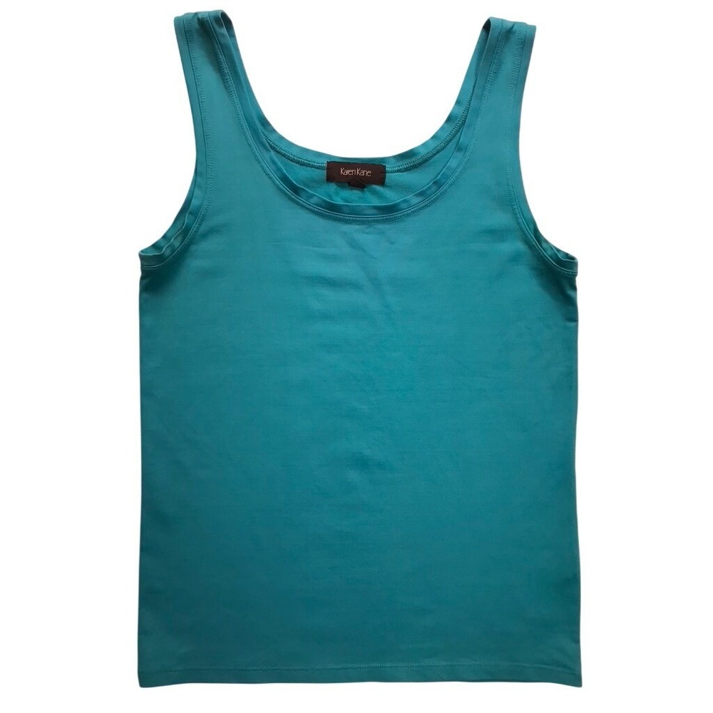 Karen Kane Tank Top Womens Large Teal Scoop Neck Stretch‎ Made in USA